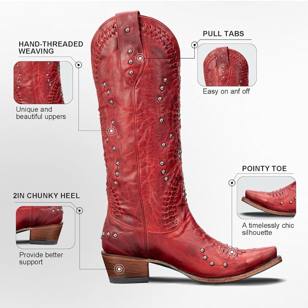 Cowboy Boots for Women- Knee High Western Cowgirl Boots - Picture 10 of 16